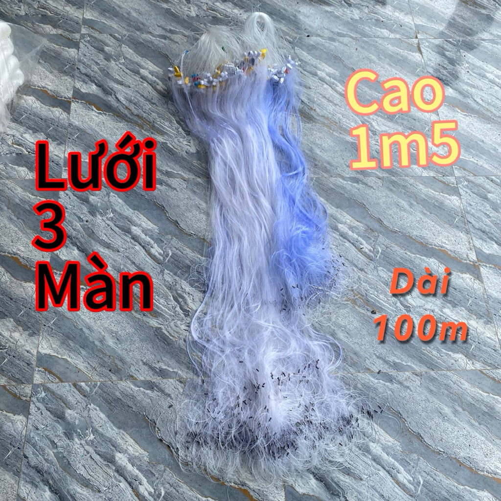 Lưới 3 màn Cao 1m5, dài 50-100m Lưới Bắt Cá nhiều kích cỡ Fishing