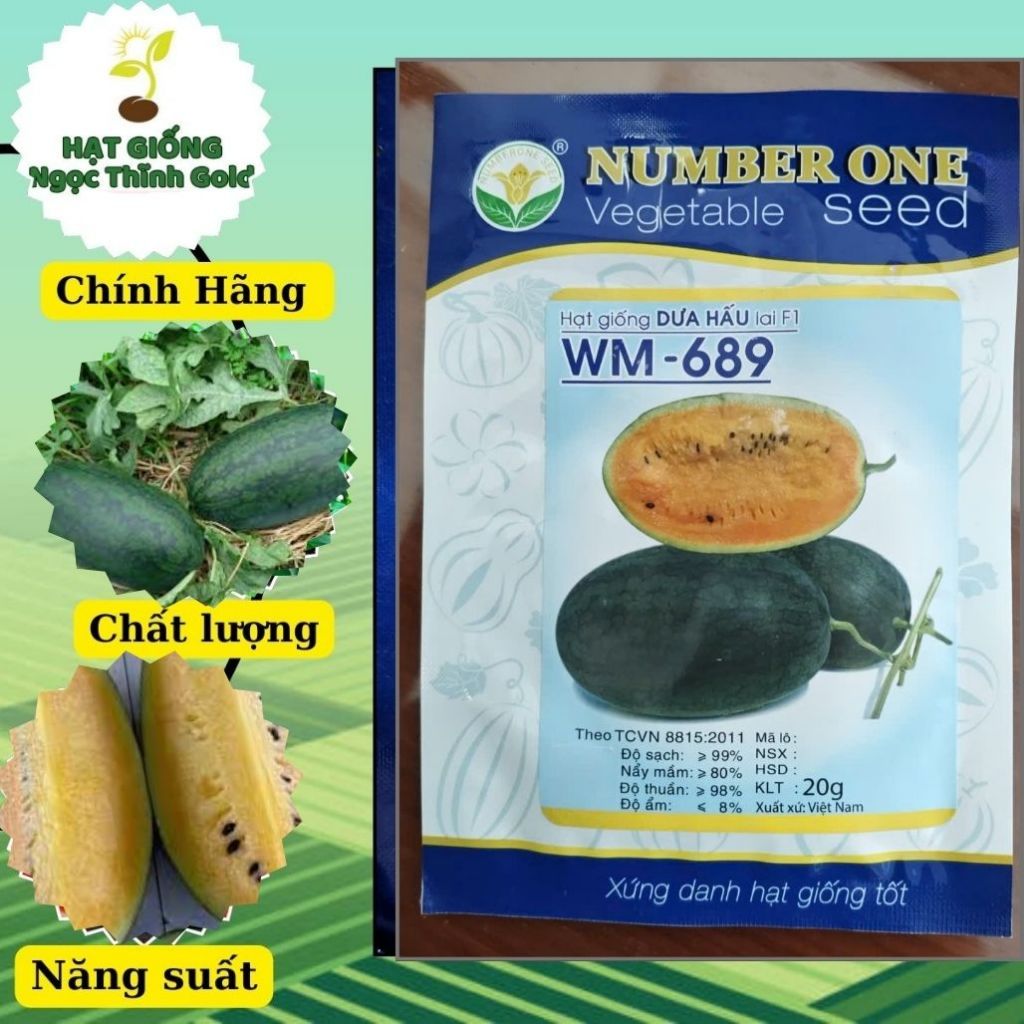 Hạt giống dưa hấu lai f1 WM 689 gói 20gram NUMBER ONE SEED