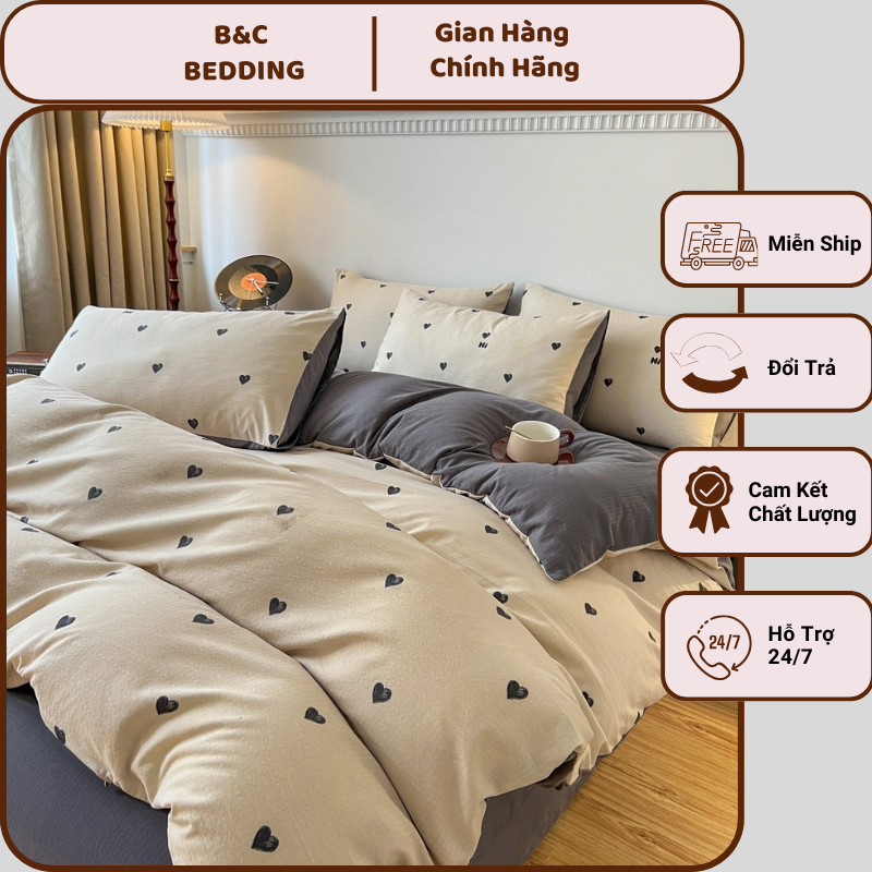 [LOẠI 1] Bộ Chăn Ga Gối Cotton, Set Ga Giường Cotton Đũi Hoa Vintage New 2025 Hàng Cao Cấp 4 Món