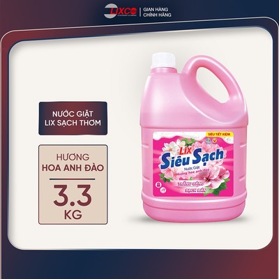 Nước giặt Lix Siêu sạch hương hoa anh đào 3.3kg N2505 làm sạch cực nhanh vết bẩn, tăng gấp đôi sức mạnh giặt tẩy