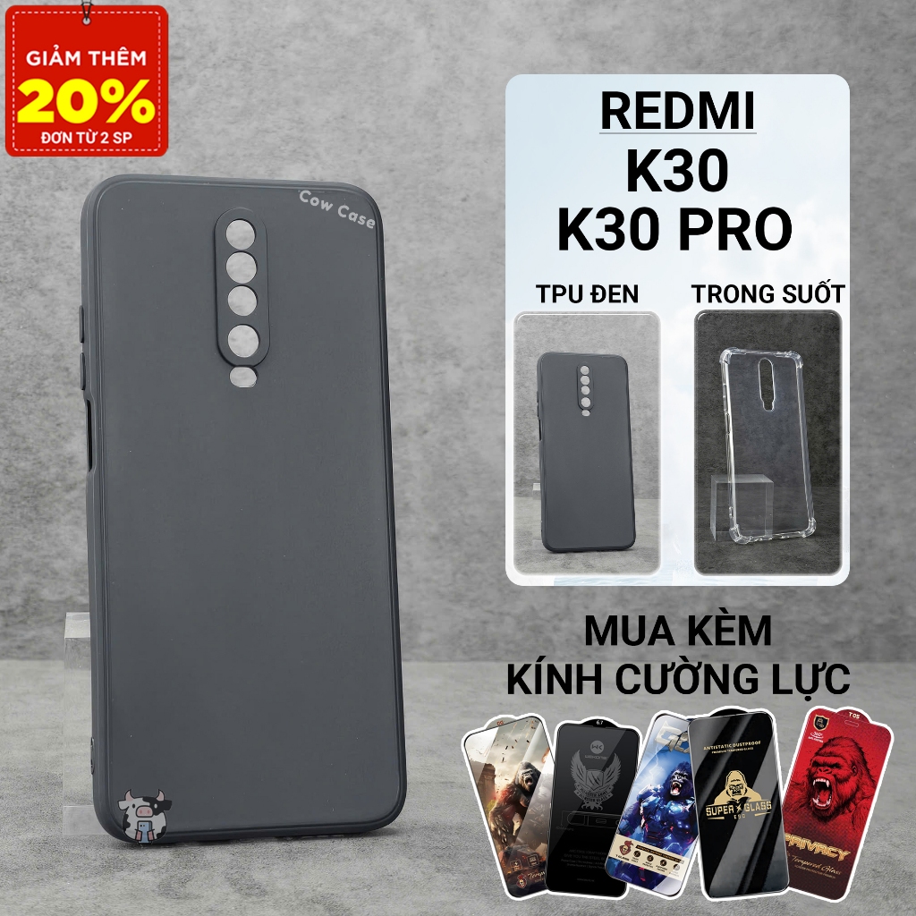 Ốp lưng Redmi K30, K30 Pro/Ultra 5G Cowcase trơn màu đen | Ốp lưng điện thoại Xiaomi dẻo bảo vệ came