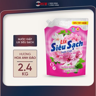 Nước giặt Lix đậm đặc hương hoa anh đào túi 2.4Kg N2503 làm sạch cực nhanh vết bẩn, tăng gấp đôi sức mạnh giặt tẩy