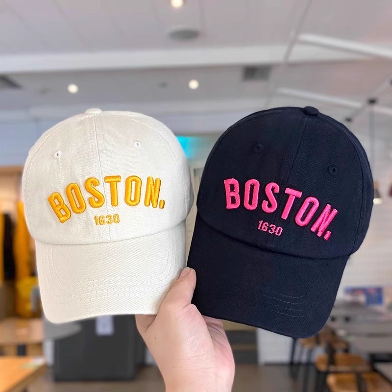 Mũ lưỡi trai cho bé trai bé gái HAZIN từ 3 đến 10 tuổi thêu chữ BOSTON vải kaki thoáng mát cho bé đi học đi chơi