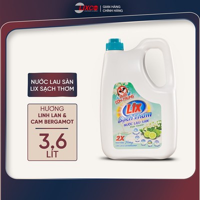Nước lau sàn Lix sạch thơm hương Linh Lan và cam Bergamot cho nền nhà sạch bóng ngát hương 3,6L/c04 (chai) 18002