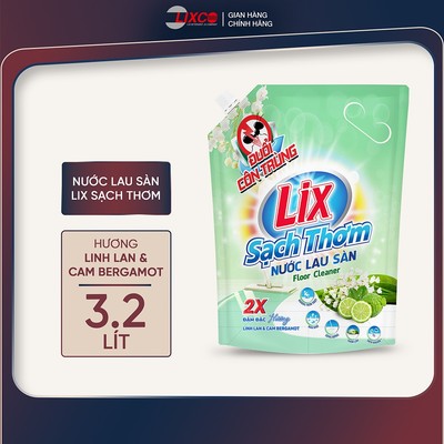 Nước lau sàn Lix sạch thơm hương Linh Lan và cam Bergamot cho nền nhà sạch bóng ngát hương 3,2L/T04 (túi) 18003