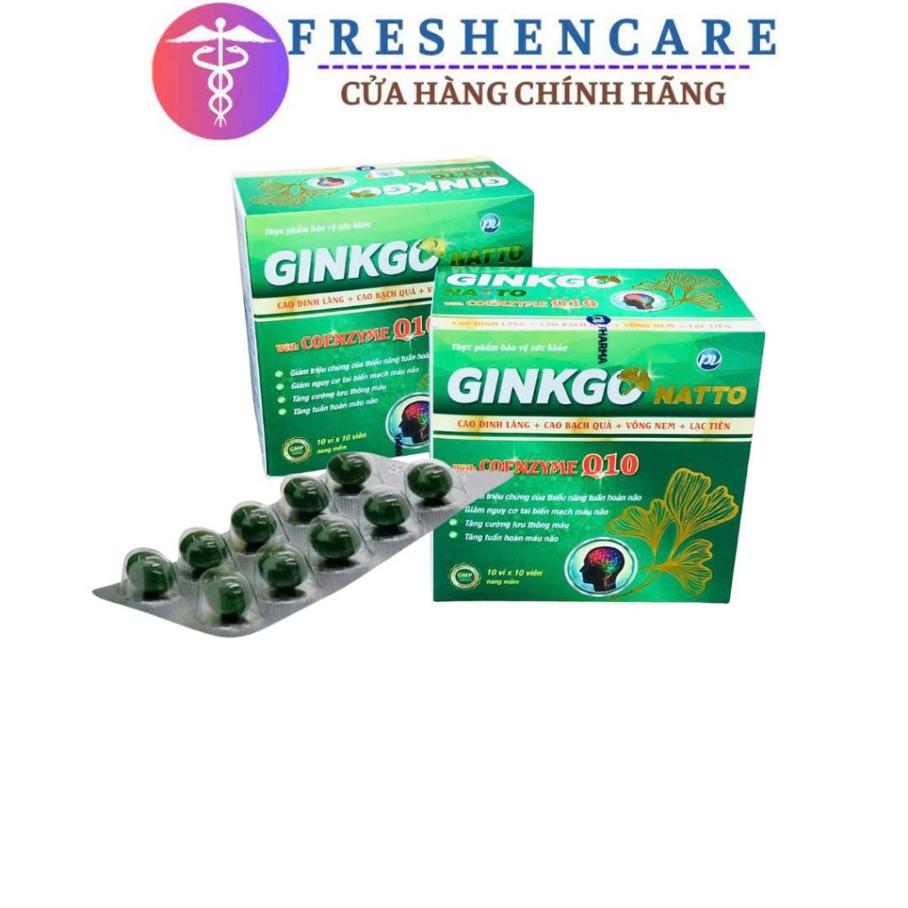 Viên Ginkgo Natto with Coenzyme Q10 PV Hỗ Trợ Giảm Hoa Mắt Chóng Mặt, Kém Tập Trung – Hộp 100 viên