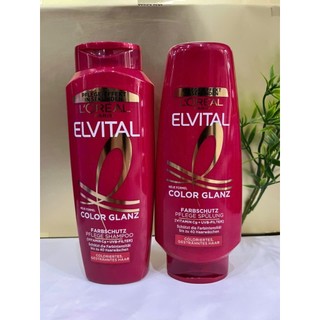 Bộ dầu gội xả Loreal Elvital Color Glanz dành cho tóc nhuộm 