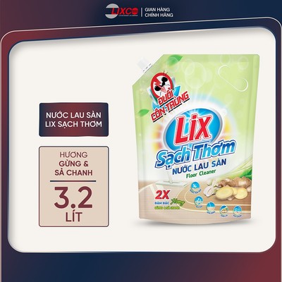 Nước lau sàn Lix sạch thơm 3.2L/túi các hương, sạch sáng bóng, thơm lâu, đuổi côn trùng -  Lixco Việt Nam