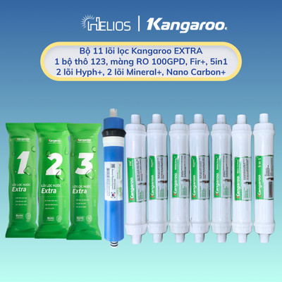 Trọn bộ 11 lõi lọc nước Kangaroo Hydrogen dành cho máy KG100EHC mẫu cũ gồm 123 extra + RO100gpd + 7 Khoáng Hydrogen