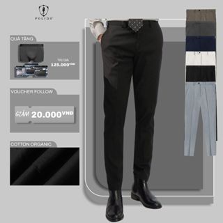 Quần âu nam TRƠN POLIDO chất cotton mềm mại bền màu form slimfit ôm nhẹ vừa vặn thời trang nam