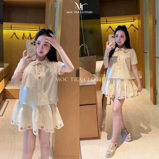  Set áo váy thô nữ Loại 1 thiết kế thêu hoa siêu xinh Set đồ nữ bánh bèo trẻ đẹp 