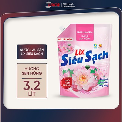 Nước lau sàn siêu sạch hương sen hồng, sạch nhà, thơm lâu đuổi côn trùng, dung tích chai 1L, túi 3.2L & can 3.3L