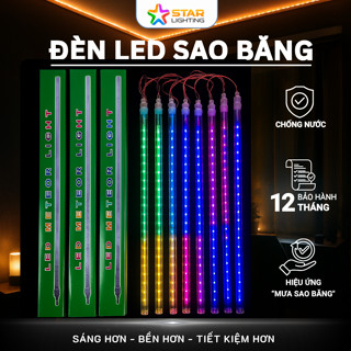 Bộ Đèn Led Sao Băng 8 ống, có nguồn nối sẵn, dài 50cm - chống nước, trang trí ngoài trời