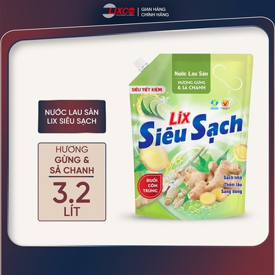 Nước lau sàn siêu sạch hương gừng & sả chanh, sạch nhà, thơm lâu đuổi côn trùng, phù hợp với mọi loại sàn Lixco Việt Nam