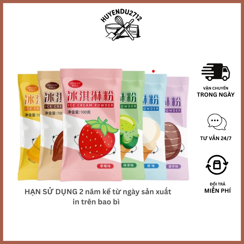 Bột làm kem không cần máy, Bột làm kem viên siêu tốc , dễ dàng tiện lợi 100g