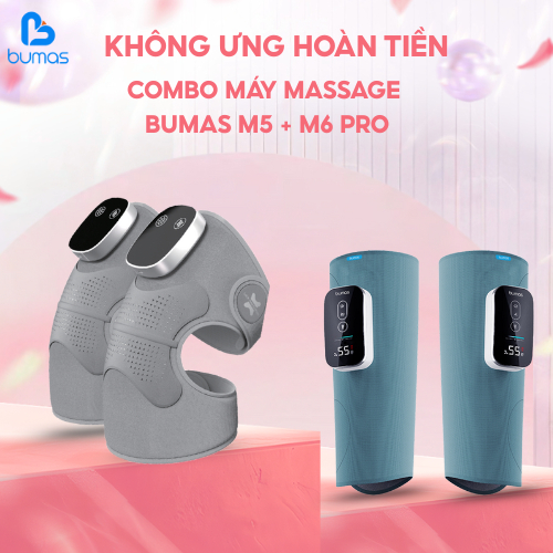Combo Máy Mát Xa Chườm Ấm Giảm Nhức Mỏi Đầu Gối BUMAS M6 Pro Và Máy Massage Bắp Chân BUMAS M5