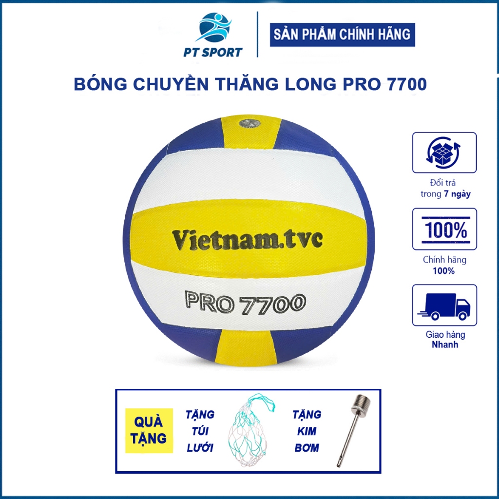  Bóng chuyền Thăng Long PRO 7700 Chính Hãng Da PU Nhật Đạt Tiêu Chuẩn Thi Đấu  Tặng Kim+Túi Lưới  
