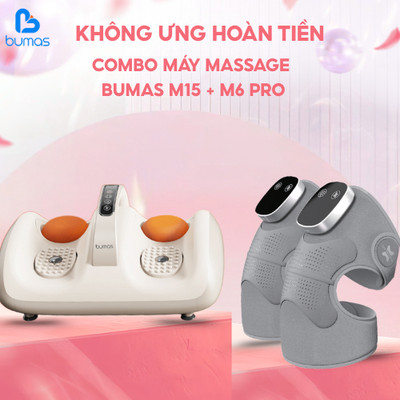 Combo Máy Massage Bàn Chân BUMAS M15 Và Máy Mát Xa BUMAS M6 Pro Chườm Ấm Và Bi Rung Massage