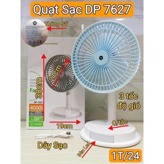 Quạt sạc để bàn dp-7627 chính hãng