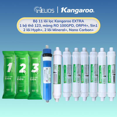 Trọn bộ 11 lõi lọc nước Kangaroo Hydrogen dành cho máy KG100EHC mẫu mới gồm 123 extra + RO100gpd + 7 Khoáng Hydrogen