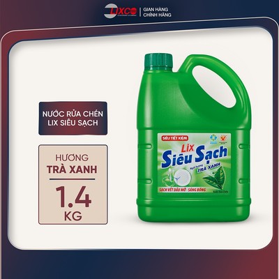 Nước rửa chén Lix siêu sạch hương trà xanh, hương chanh, quế, bưởi 1.4Kg thơm dịu sạch bóng vết dầu mỡ