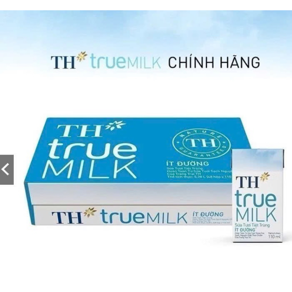 Thùng sữa Ít đường 110ml TH true Milk