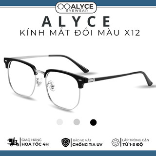  Kính đổi màu thời trang nam nữ dẻo viền kim loại chống ánh sáng xanh và tia uv Alyce X12 