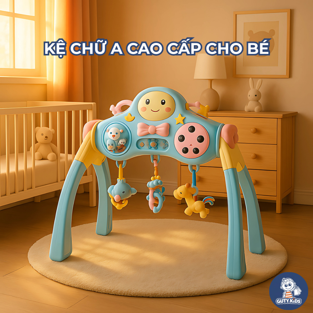 Bộ Đồ Chơi Kệ Chữ A 6IN1 Cao Cấp GutyKids Giúp Bé Phát Triển Thị Giác, Thính Giác, Xúc Giác, Chất Liệu ABS An Toàn