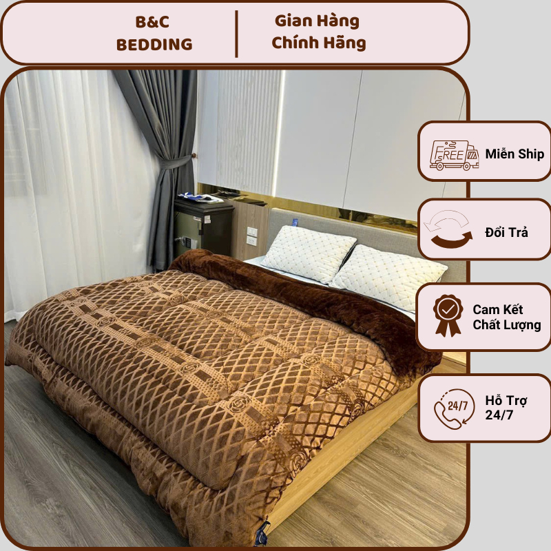 Chăn Nỉ Lông Thỏ COCO Siêu Ấm [Chính Hãng] Mền COCO Dày Mịn, Kích Thước 2mx2m3, Nặng 3- 3.2kg - Hàng