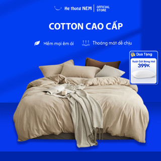 Bộ Ga Giường 5 Món Cotton He thong NEM Cao Cấp Bộ Vỏ Chăn Ga Ra Drap Gối Đệm Nệm Trải Phủ Bọc Giường