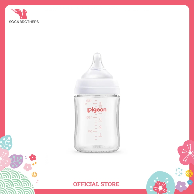 Bình sữa thuỷ tinh Pigeon Softouch Baby Friendly World - 160ml/240ml