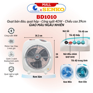 [HỎA TỐC] Quạt Bàn Đảo 3 tấc Senko BD1010 - Màu ngẫu Nhiên - Hàng Chính Hãng