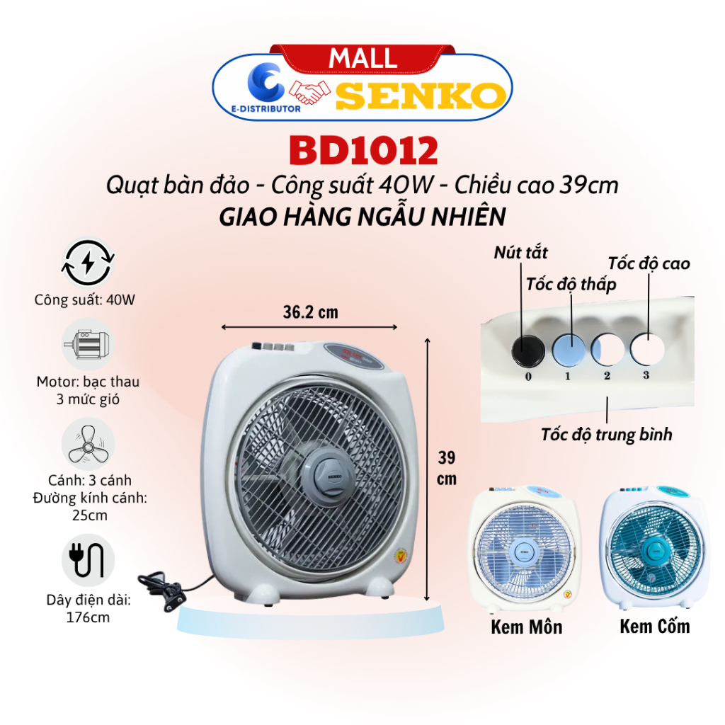[HỎA TỐC] Quạt bàn đảo Senko 2 tấc BD230 - 3 tấc BD1010/BD1012 - 4 tấc BD1410 - Màu ngẫu nhiên