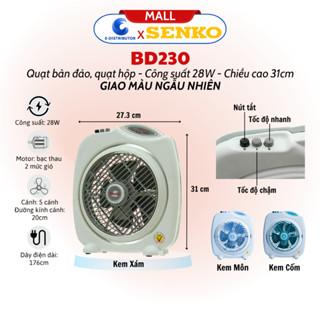 [HỎA TỐC] Quạt bàn đảo Senko 2 tấc BD230 - 3 tấc BD1012/BD1010 - 4 tấc BD1410 - Màu ngẫu nhiên - Chính hãng