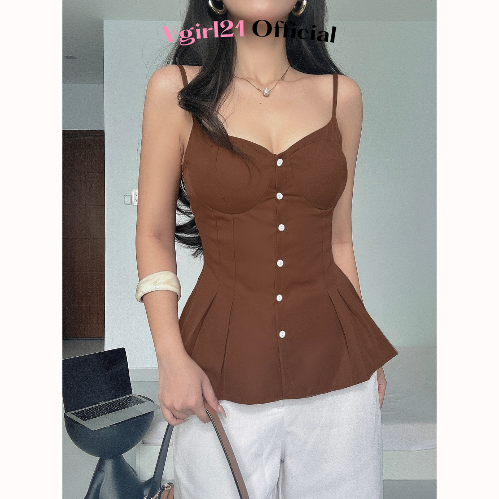 [DEAL MỞ BÁN] - Kim Top - Áo Cúp Ngực Xếp Ly Phù Hợp Thu Hè - Áo Kiểu Nữ VGIRL | Chất Cotton Hàn Cao Cấp Tôn Dáng | BigBuy360 - bigbuy360.vn