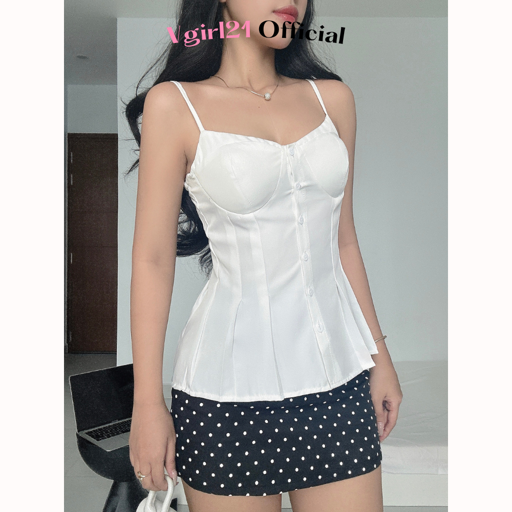 [DEAL MỞ BÁN] - Kim Top - Áo Cúp Ngực Xếp Ly Phù Hợp Thu Hè - Áo Kiểu Nữ VGIRL | Chất Cotton Hàn Cao Cấp Tôn Dáng | BigBuy360 - bigbuy360.vn