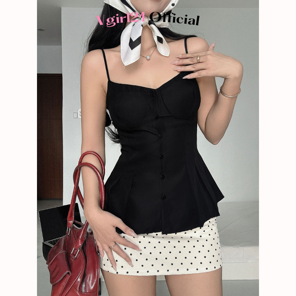 [DEAL MỞ BÁN] - Kim Top - Áo Cúp Ngực Xếp Ly Phù Hợp Thu Hè - Áo Kiểu Nữ VGIRL | Chất Cotton Hàn Cao Cấp Tôn Dáng | BigBuy360 - bigbuy360.vn