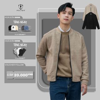 Áo khoác bomber nam POLIDO basic chất dạ cao cấp ấm áp giữ nhiệt tốt dáng slim fit