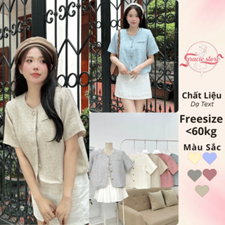 Áo Blazer Nữ Ngắn Tay Cổ Tròn Dáng Lửng Chất Mềm Mát Hai Lớp, Áo Vest Cộc Tay Nữ Tính Thanh Lịch - Gracie.store - A472