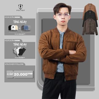 Áo Khoác Bomber Nam Polido Chất Liệu Da Lộn Lót Lông 3 Màu Phong Cách Dễ Phối Thời Trang Nam