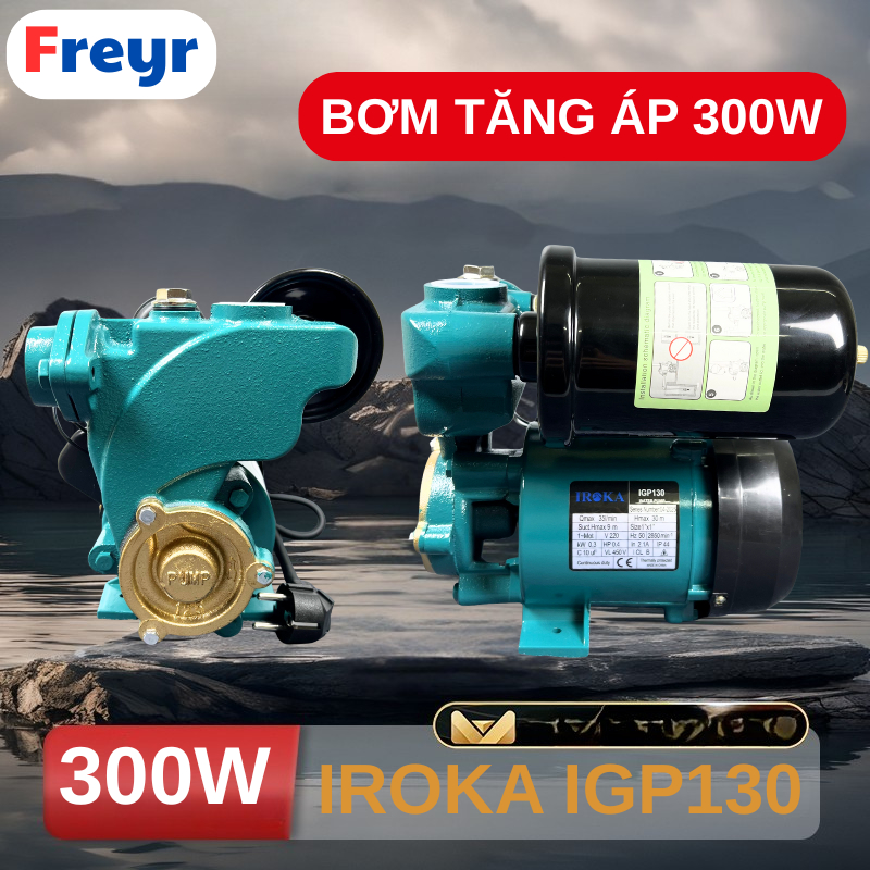Máy Bơm Tăng Áp IROKA IGP130 Công Suất 300W – Đóng Ngắt Tự Động, Áp Lực Mạnh, Hàng Chính Hãng