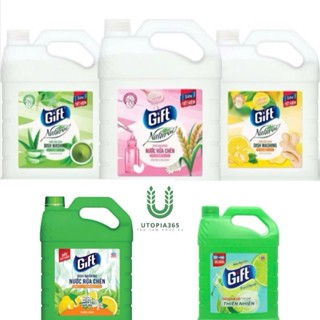 Nước rửa chén GIFT CAN 3,8Kg siêu sạch chiết xuất thiên nhiên 100% an toàn bảo vệ da tay