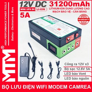 Bộ lưu điện wifi modem camera khóa cửa từ đèn quạt DC 12V 31200mAh 5A MTM – Mini UPS DC 12V