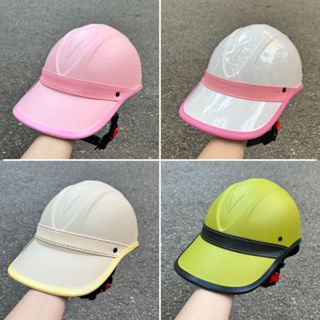 Mũ bảo hiểm Lưỡi Trai Đai Da cho nam nữ,nón bảo hiểm thời trang nửa đầu có khoét sau buộc tóc cho nữ