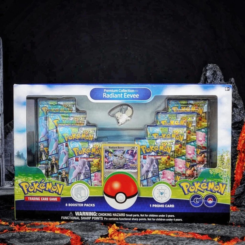 Box Pokemon GO Chính hang 8 pack 1 lá promo 1 thảm 1 ma game TCG Radiant Eevee Premium phiên bản tiế