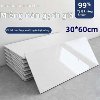 COMBO 40 Miếng dán tường nhựa giả gạch men tự dán, miếng xốp dán sàn phủ bóng cao cấp, kích thước 30*60cm