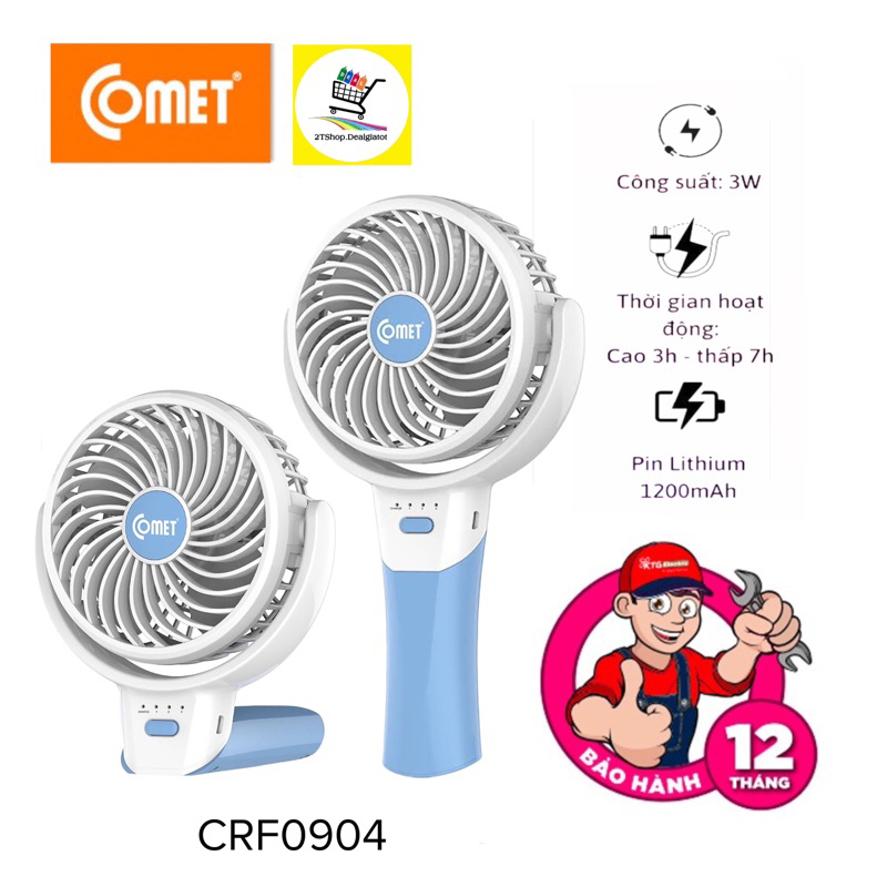Quạt sạc cầm tay Comet CRF0904 xanh