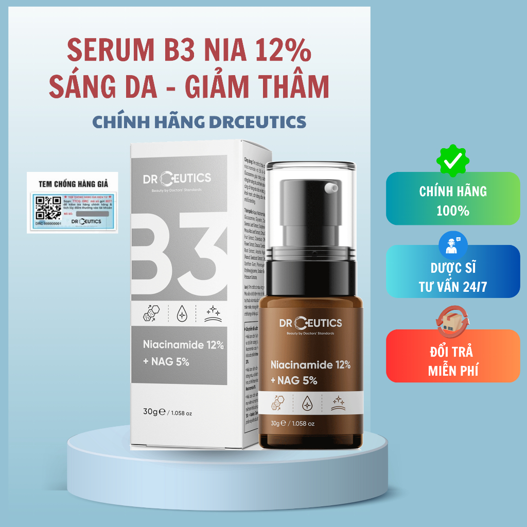 DRCEUTICS Serum Niacinamide 12% DrCeutics Giảm Thâm Sáng Da Kiềm Dầu