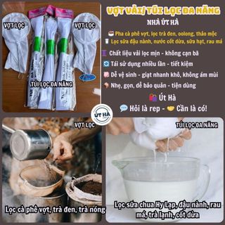 🏷️ [Combo Dụng Cụ Lọc Đa Năng] Vợt lọc cà phê/trà & Túi lọc đậu nành, cốt dừa, sữa chua Hy Lạp