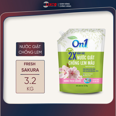 Nước giặt xả On1 chống lem màu hương Fresh Sakura 3.2Kg 20602 sạch khuẩn, khử mùi, kết hợp giặt xả 2 trong 1